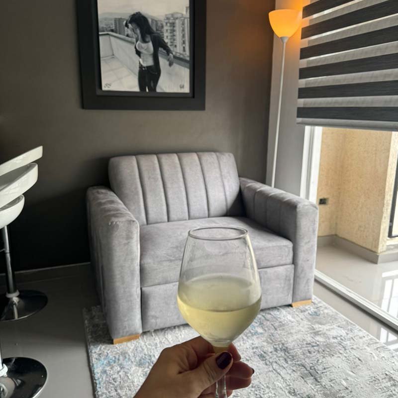 Perro en sofá verde